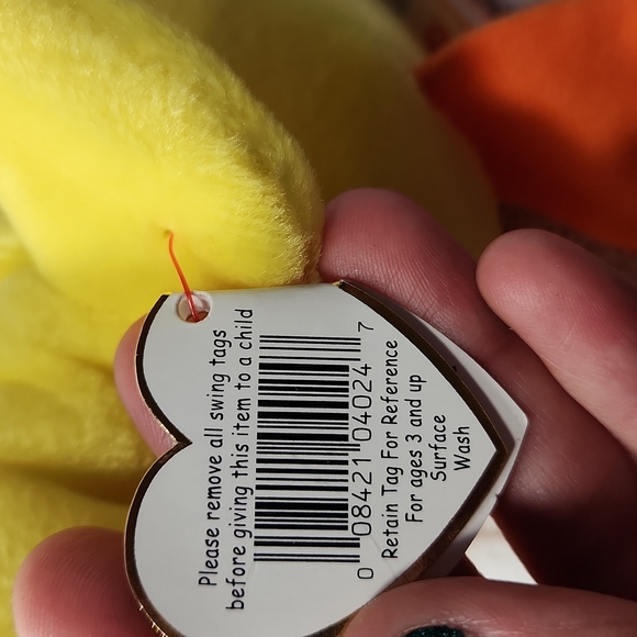 🕸Vintage Ty Beanie Baby Original Quackers The Duck P.V.C. PELLETS 1993 - Picture 11 of 11